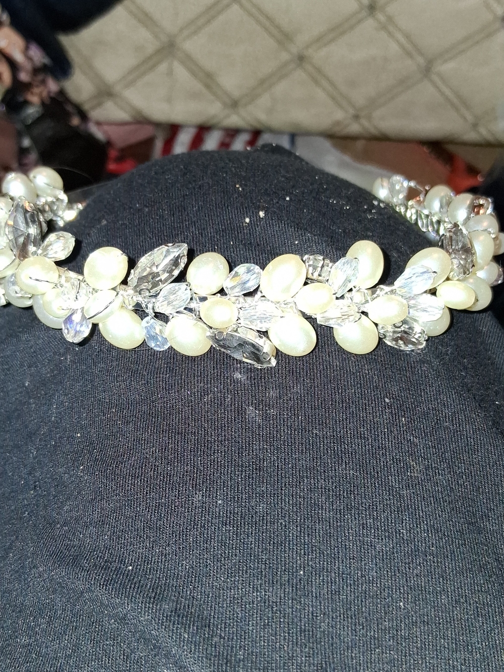 Pearl and Crystal Floral Headband - Ivory